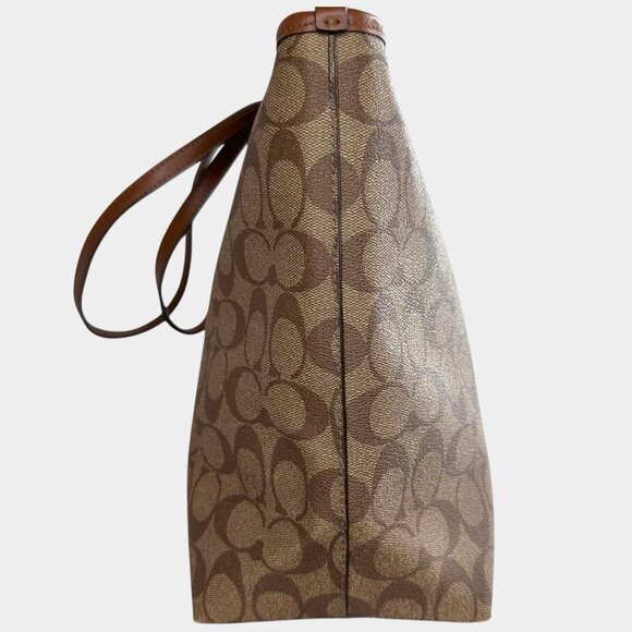 Coach City Zip Tote Bag in Signature Canvas F58292 Monogram Logo Canvas Brown - Picture 6 of 13